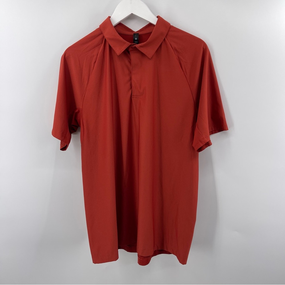 Lululemon Stretch Golf Polo Short Sleeve Shirt Burnt Orange Mens Size L